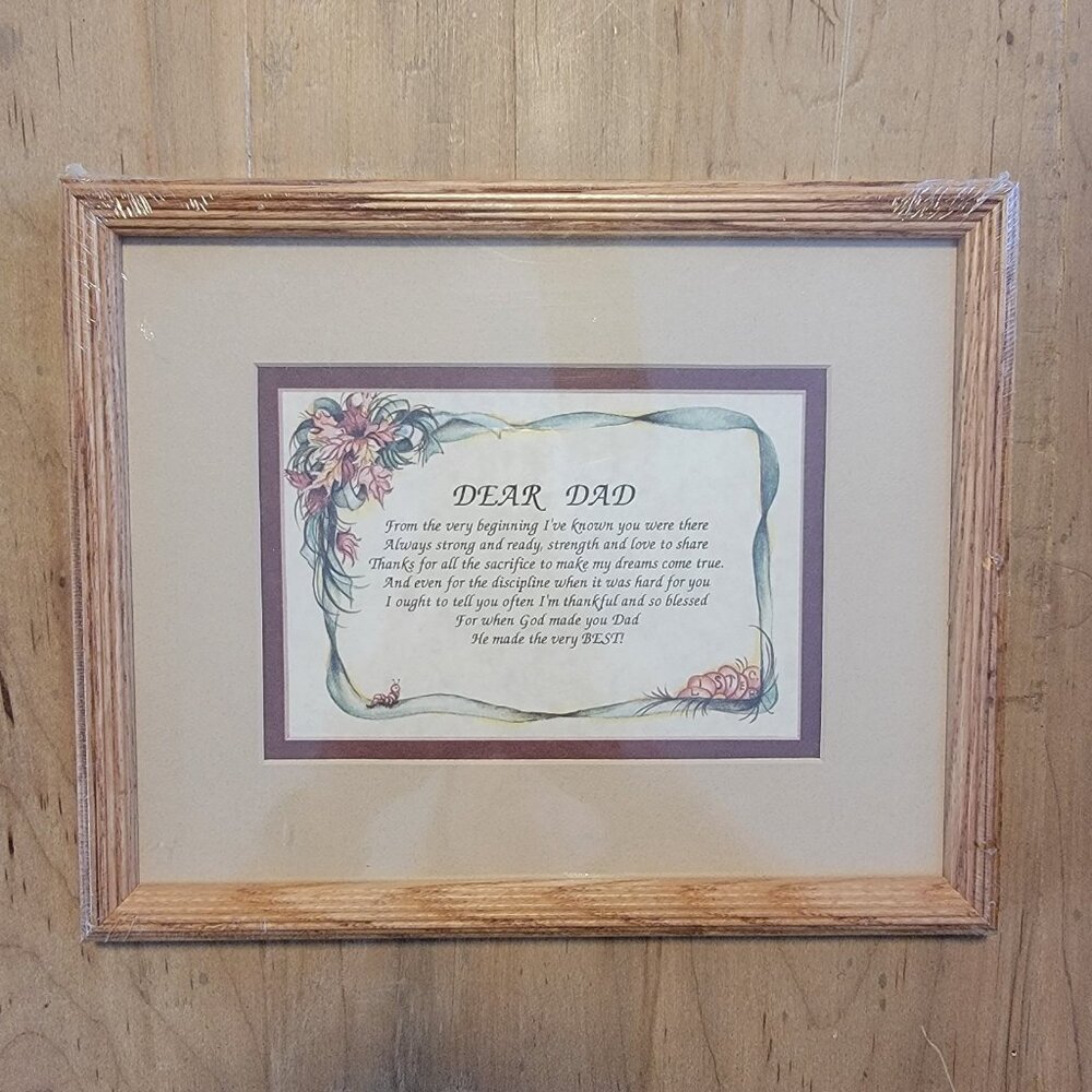 DAD Saying‎ In Wood Frame Original Wrapping Father's Day NEW Daddy Papa Father